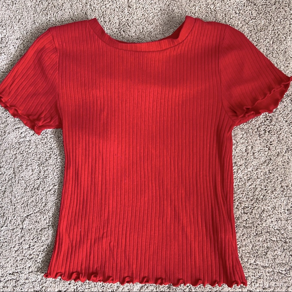 Red Ribbed Croptop❤️